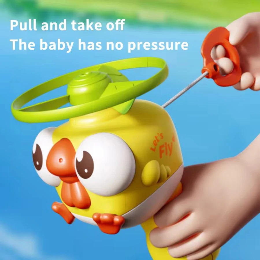 Kids Toys Under $10 - Kids Pull-Cord Bamboo-Copter UFO Launcher, Spinning