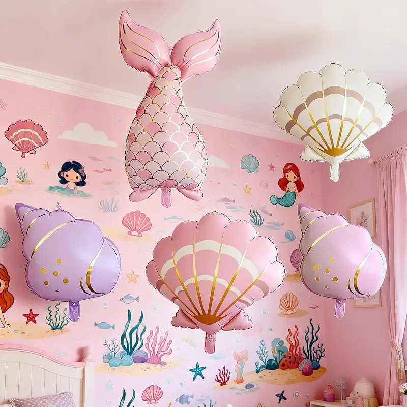 Water Balloon Set - 5PCS Mermaid Birthday Decor Set: Ocean-Themed