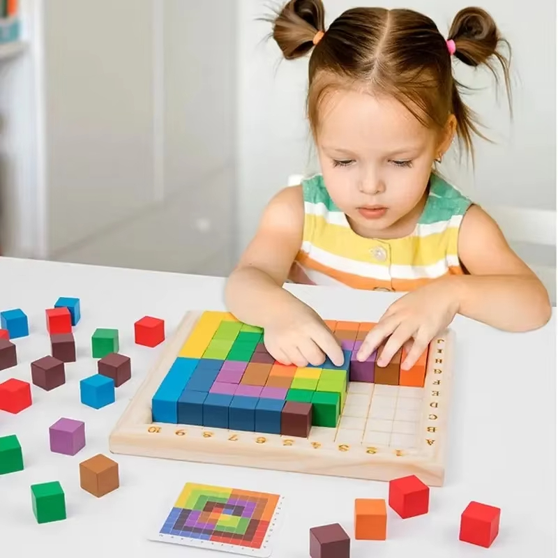Kids Toys Under $10 - Montessori Color Counting Building Block Wooden