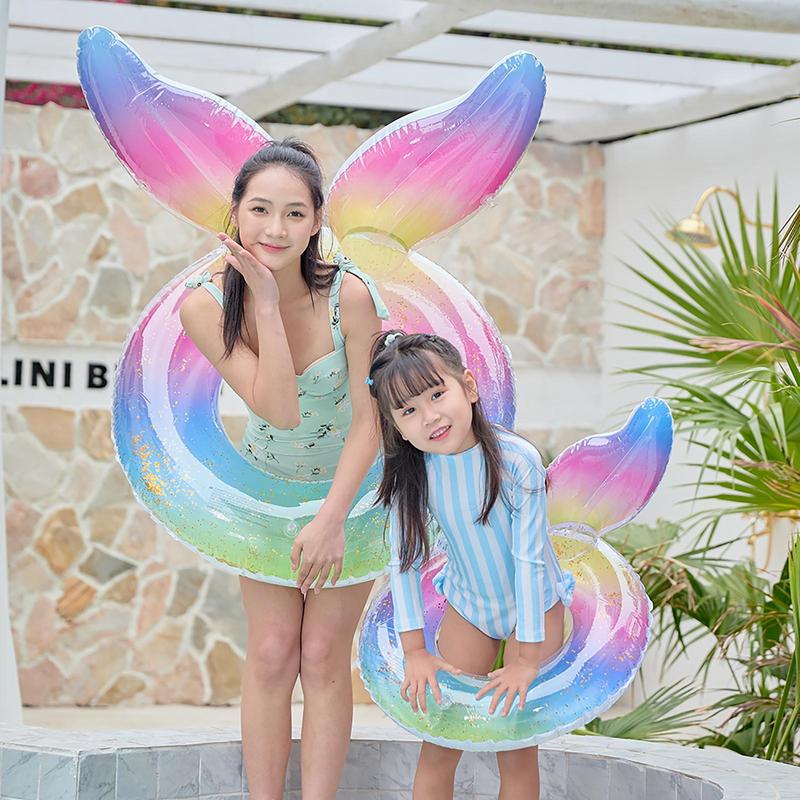 Kids Toys Play Youtube - Inflatable Swimming Ring Mermaid Tail Sequin