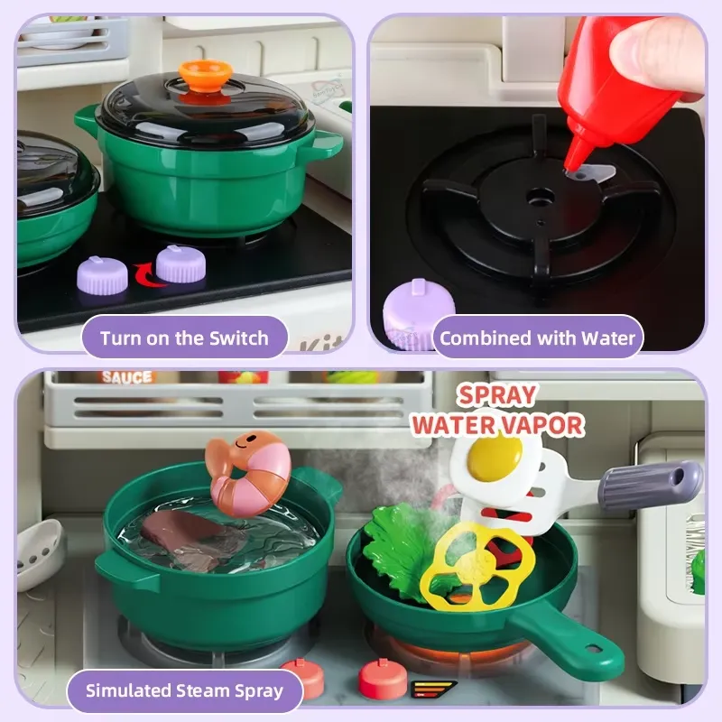 90cm Large Pretend Play Kitche - Play Kitchen Set 评论和价格