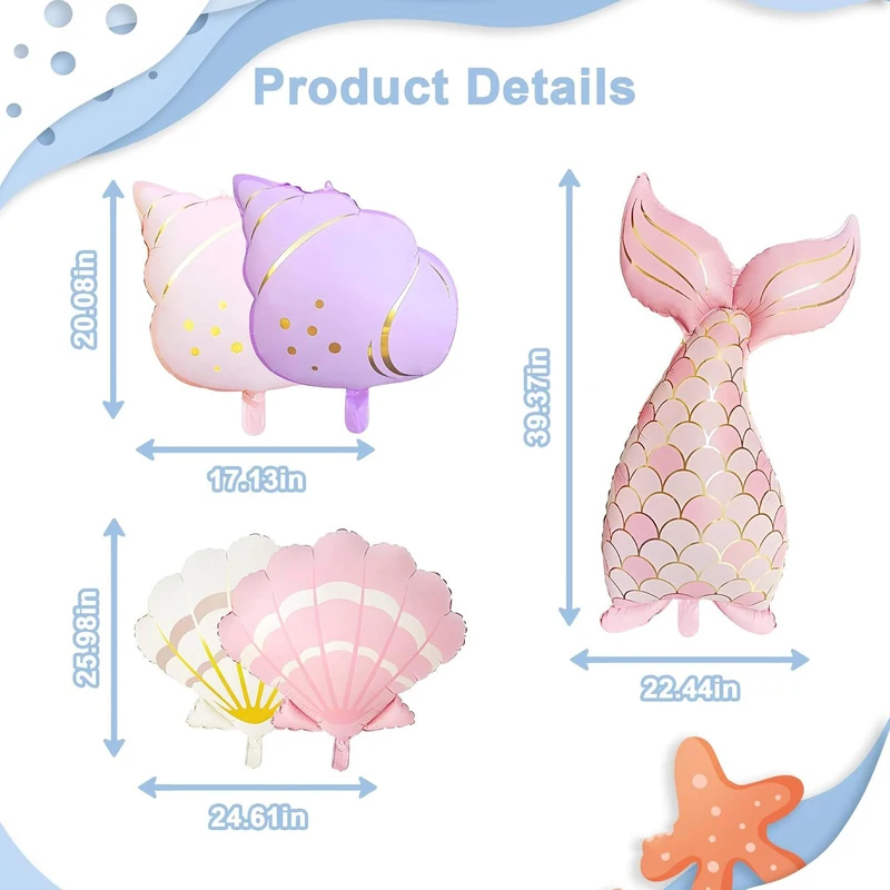 5PCS Mermaid Birthday Decor Se - Water Balloon Set 评论和价格